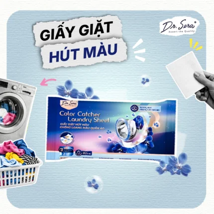 Cách sử dụng giấy giặt hút màu Dr.Sera gói nhỏ tiện lợi hương phong lan trong máy giặt