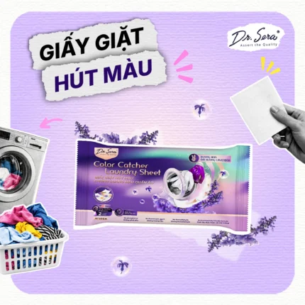 Giấy giặt hút màu chống loang Dr.Sera gói nhỏ tiện lợi, dễ dàng mang theo