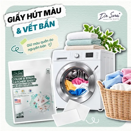 Giấy hút màu và vết bẩn Dr.Sera Color & Stain Catcher Sheet 40 miếng giữ màu quần áo nguyên bản