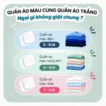 Hướng dẫn dùng giấy hút màu Dr.Sera: quần áo màu đậm 5-6 tờ, màu trung tính 3-4 tờ, màu nhạt 1-2 tờ
